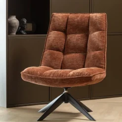 Woood Jouke Draaifauteuil Chenille Structuur Roestbruin [fsc]