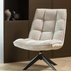 Woood Jouke Draaifauteuil Chenille Structuur Naturel [fsc]