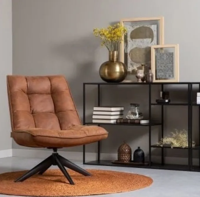 Woood Jouke draaifauteuil kunstleer - Cognac