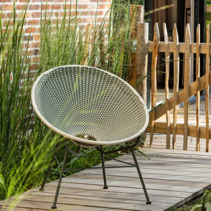 Woood Kazoun Tuin Loungestoel Wicker Groen