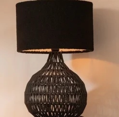 Woood Lampvoet Macy Rattan Look zwart