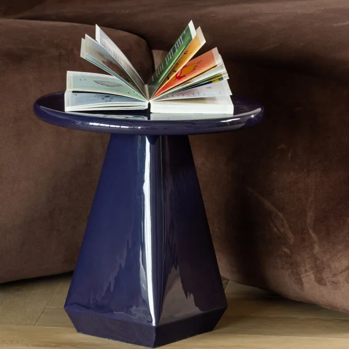 Woood Lavo Bijzettafel Metaal Hoogglans Donkerblauw