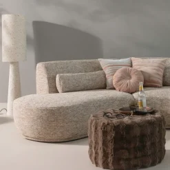 Woood Loft vloerlamp metaal/boucle naturel met stippen 130xo30cm