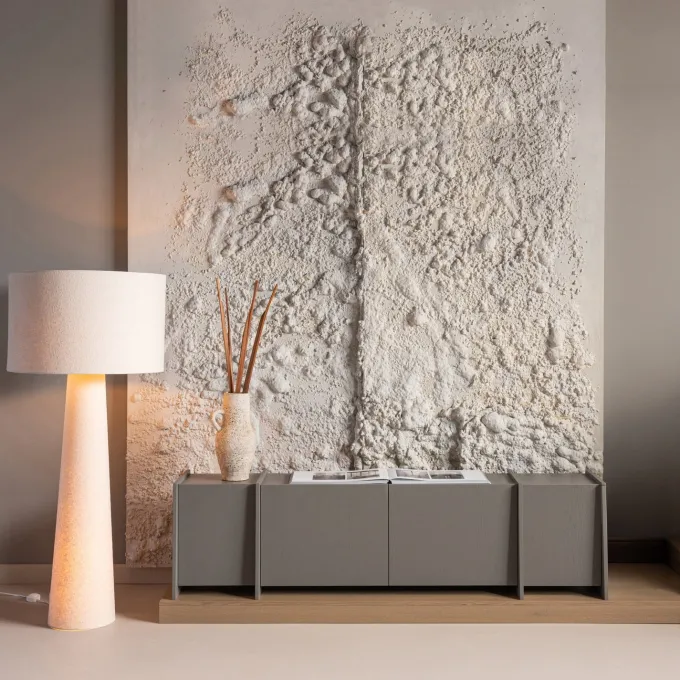 Woood Loft Vloerlamp Xxl Metaal/Boucle Naturel 160xo70 Cm