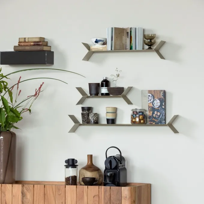 Woood Lorin Wandplanken Metaal Zand - Set Van 3