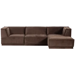 Woood Manu Chaise Longue Bank Rechts Velvet Bruin [fsc]