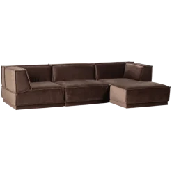 Woood Manu Chaise Longue Bank Rechts Velvet Bruin [fsc]