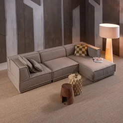 Woood Manu Chaise Longue Bank Rechts Grove Chenille Naturel [fsc]