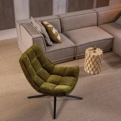 Woood Maudi Draaifauteuil Chenille Structuur Groen