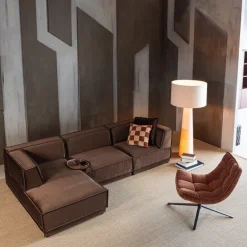 Woood Maudi Draaifauteuil Chenille Structuur Bruin