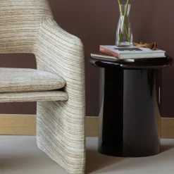 Woood Mavon Bijzettafel Mdf Hoogglans 45xo40 Cm Donkerbruin [FSC]