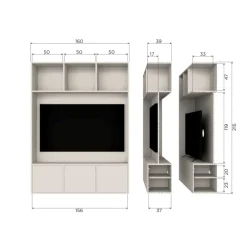 Woood Meggy tv opbergkast 160 cm grenen dust [fsc]