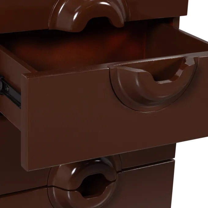 Woood MERGE ladekast 6 lades hout bruin/rood