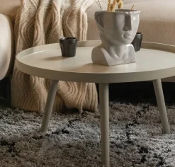 Woood Mesa Bijzettafel L Hout Antique Beige 34 X Ø 60