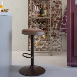 Woood Mevo In Hoogte Verstelbare Barstoel Chenille Bruin