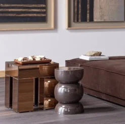 Woood Mirrox Bijzettafel Hout Spiegelglas Bruin [fsc]