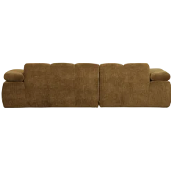 Woood Mojo Chaise Longue Bank Links Geweven Ribstof Honinggeel