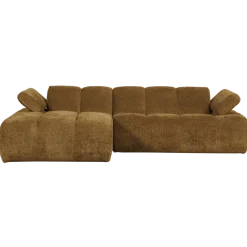 Woood Mojo Chaise Longue Bank Links Geweven Ribstof Honinggeel