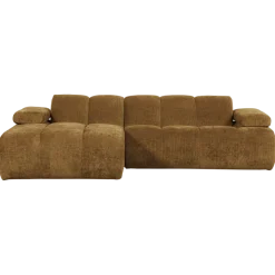 Woood Mojo Chaise Longue Bank Links Geweven Ribstof Honinggeel