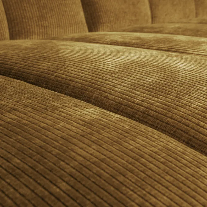 Woood Mojo Chaise Longue Bank Links Geweven Ribstof Honinggeel