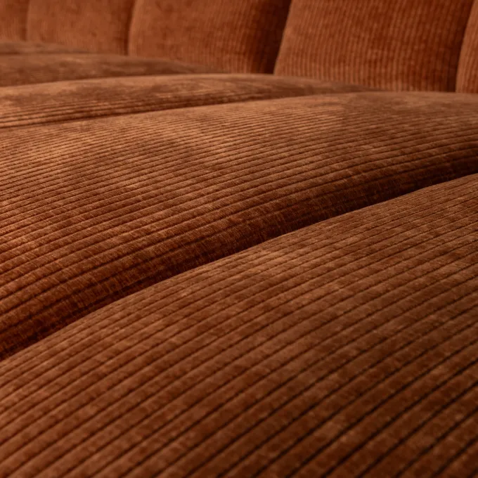 Woood Mojo Chaise Longue Bank Rechts Geweven Ribstof Roestbruin
