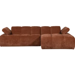 Woood Mojo Chaise Longue Bank Rechts Geweven Ribstof Roestbruin