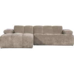 Woood Mojo Chaise Longue Bank Links Geweven Ribstof Donkerzand