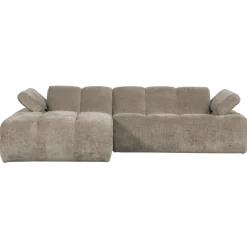 Woood Mojo Chaise Longue Bank Links Geweven Ribstof Donkerzand