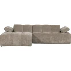 Woood Mojo Chaise Longue Bank Links Geweven Ribstof Donkerzand