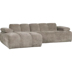 Woood Mojo Chaise Longue Bank Links Geweven Ribstof Donkerzand