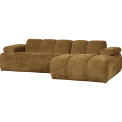 Woood Mojo Chaise Longue Bank Rechts Geweven Ribstof Honinggeel