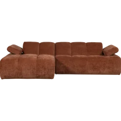 Woood Mojo Chaise Longue Bank Links Geweven Ribstof Roestbruin