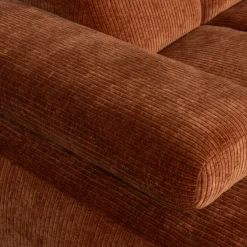 Woood Mojo Chaise Longue Bank Links Geweven Ribstof Roestbruin