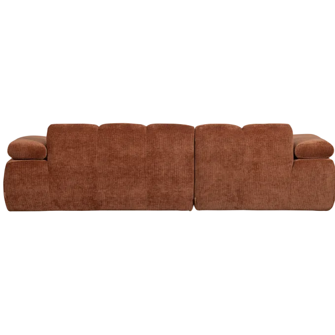 Woood Mojo Chaise Longue Bank Links Geweven Ribstof Roestbruin