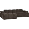 Woood Mojo Chaise Longue Bank Links Geweven Ribstof Bruin