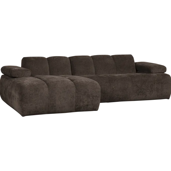 Woood Mojo Chaise Longue Bank Links Geweven Ribstof Bruin