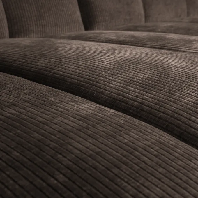 Woood Mojo Chaise Longue Bank Links Geweven Ribstof Bruin