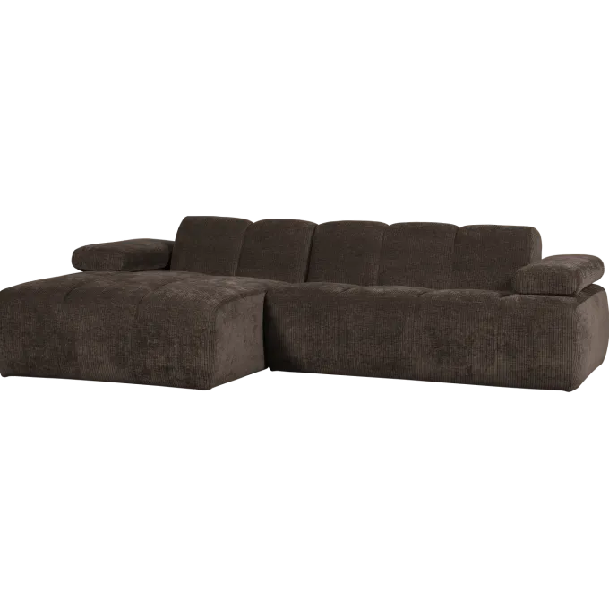 Woood Mojo Chaise Longue Bank Links Geweven Ribstof Bruin