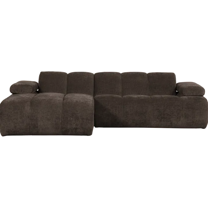 Woood Mojo Chaise Longue Bank Links Geweven Ribstof Bruin