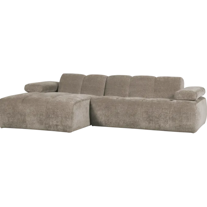 Woood Mojo chaise longue bank links ribstof donkerzand