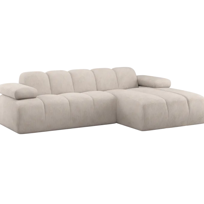Woood Mojo Chaise Longue Bank Rechts Ribstof Ecru