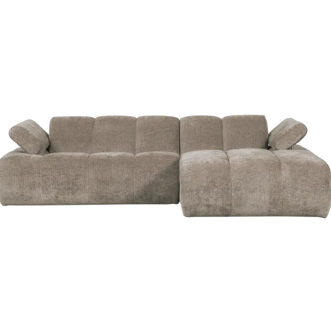 Woood Mojo chaise longue bank rechts ribstof donkerzand