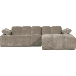 Woood Mojo chaise longue bank rechts ribstof donkerzand