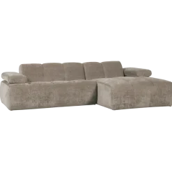 Woood Mojo chaise longue bank rechts ribstof donkerzand