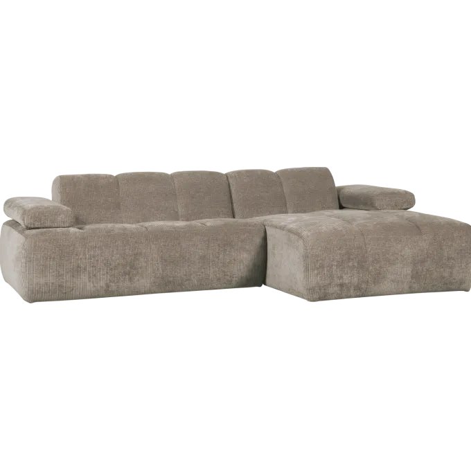 Woood Mojo chaise longue bank rechts ribstof donkerzand