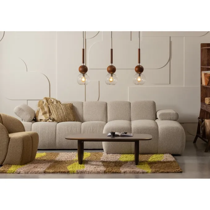 Woood MOJO draaifauteuil boucle geel/bruin melange
