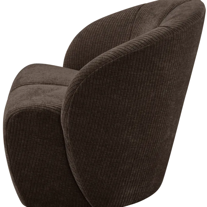 Woood MOJO draaifauteuil geweven ribstof bruin