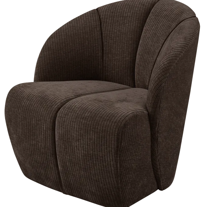 Woood MOJO draaifauteuil geweven ribstof bruin
