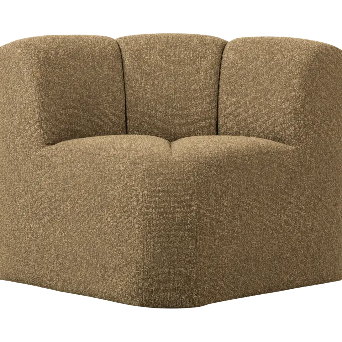 Woood Mojo Eetbankje Hoek Met Rugleuning Boucle Geel/Bruin Melange