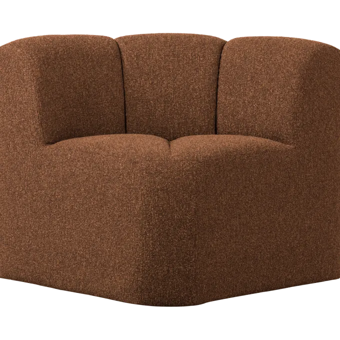 Woood Mojo Eetbankje Hoek Met Rugleuning Boucle Roestbruin Melange